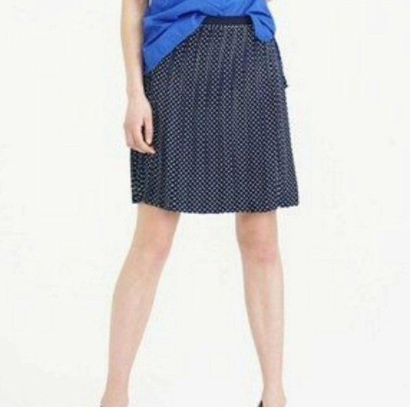 J Crew Navy Polka Dot Pleated Skirt - Picture 1 of 10